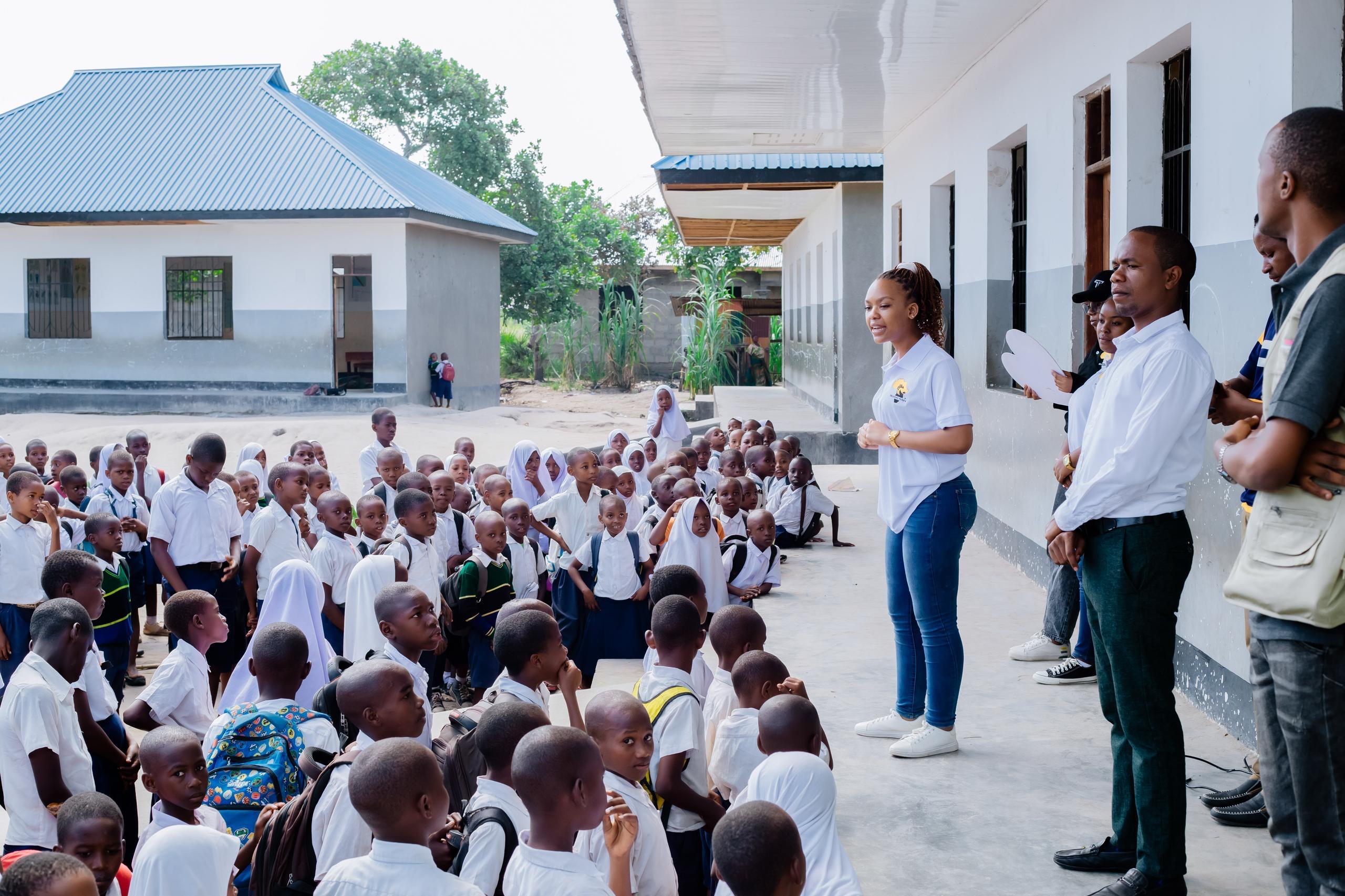 Students gathered during a Watoto Afrika school program
